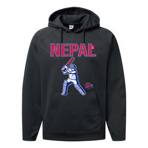 Nepal Cricket 2024 Nepal Flag Cricket Performance Fleece Hoodie