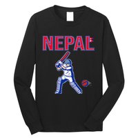 Nepal Cricket 2024 Nepal Flag Cricket Long Sleeve Shirt