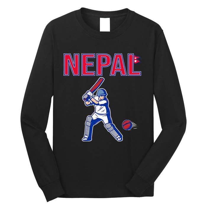 Nepal Cricket 2024 Nepal Flag Cricket Long Sleeve Shirt