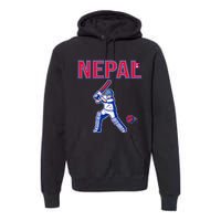 Nepal Cricket 2024 Nepal Flag Cricket Premium Hoodie