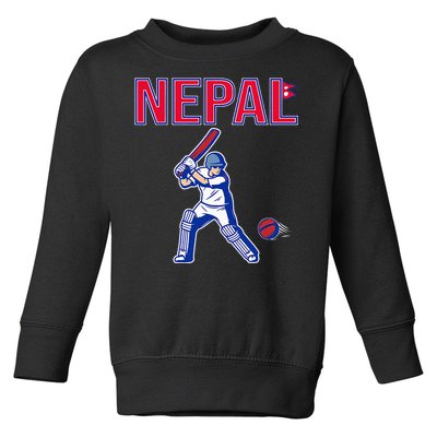 Nepal Cricket 2024 Nepal Flag Cricket Toddler Sweatshirt