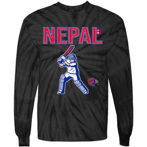 Nepal Cricket 2024 Nepal Flag Cricket Tie-Dye Long Sleeve Shirt