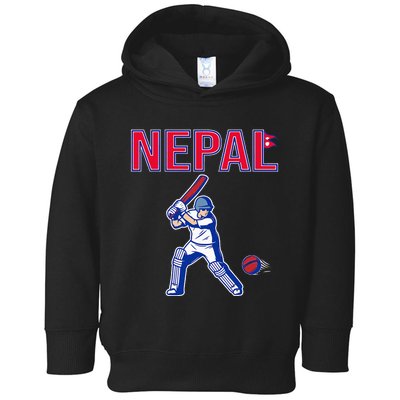 Nepal Cricket 2024 Nepal Flag Cricket Toddler Hoodie