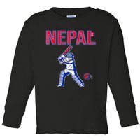 Nepal Cricket 2024 Nepal Flag Cricket Toddler Long Sleeve Shirt