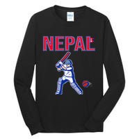 Nepal Cricket 2024 Nepal Flag Cricket Tall Long Sleeve T-Shirt