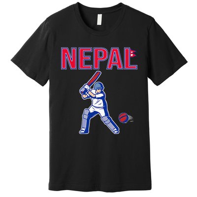 Nepal Cricket 2024 Nepal Flag Cricket Premium T-Shirt