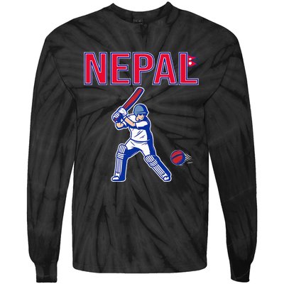 Nepal Cricket 2024 Nepal Flag Cricket Tie-Dye Long Sleeve Shirt