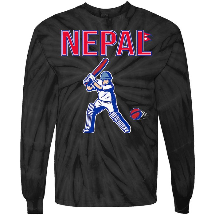 Nepal Cricket 2024 Nepal Flag Cricket Tie-Dye Long Sleeve Shirt