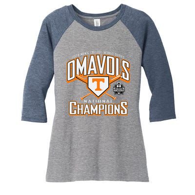 National Champs 2024 Baseball Omavols Women's Tri-Blend 3/4-Sleeve Raglan Shirt