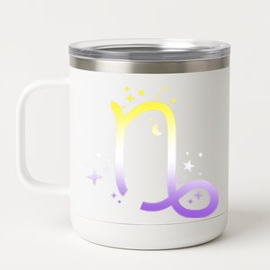 Nonbinary Capricorn Astrology Zodiac Sign Lgbtq Nb Enby Gift 12 oz Stainless Steel Tumbler Cup