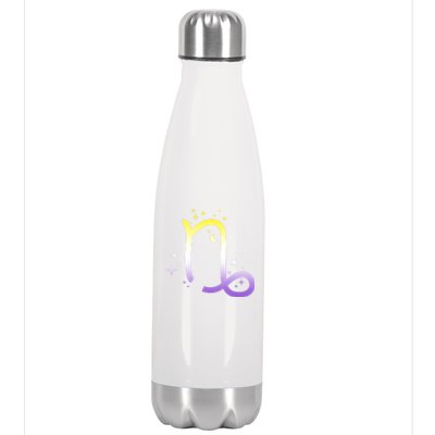 Nonbinary Capricorn Astrology Zodiac Sign Lgbtq Nb Enby Gift Stainless Steel Insulated Water Bottle