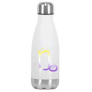 Nonbinary Capricorn Astrology Zodiac Sign Lgbtq Nb Enby Gift Stainless Steel Insulated Water Bottle