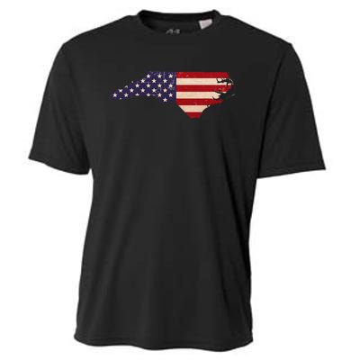 North Carolina American Flag Vintage Cooling Performance Crew T-Shirt