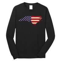 North Carolina American Flag Vintage Long Sleeve Shirt