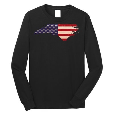 North Carolina American Flag Vintage Long Sleeve Shirt