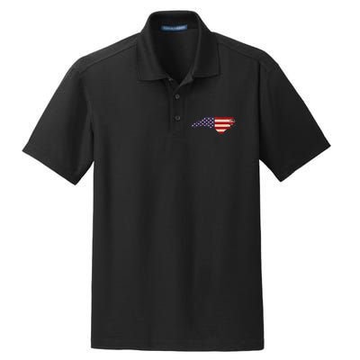 North Carolina American Flag Vintage Dry Zone Grid Polo