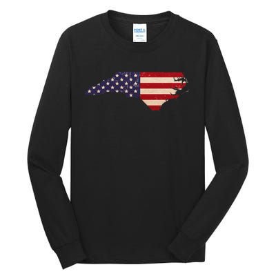 North Carolina American Flag Vintage Tall Long Sleeve T-Shirt