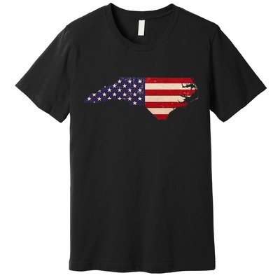 North Carolina American Flag Vintage Premium T-Shirt