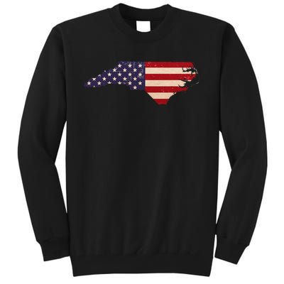 North Carolina American Flag Vintage Tall Sweatshirt