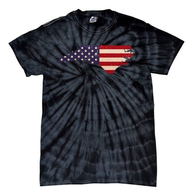 North Carolina American Flag Vintage Tie-Dye T-Shirt