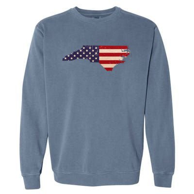 North Carolina American Flag Vintage Garment-Dyed Sweatshirt