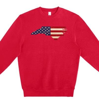 North Carolina American Flag Vintage Premium Crewneck Sweatshirt