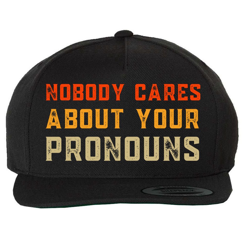 Nobody Cares About Your Pronouns Wool Snapback Cap
