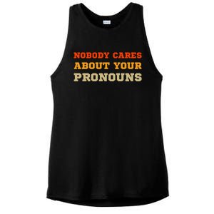 Nobody Cares About Your Pronouns Ladies PosiCharge Tri-Blend Wicking Tank