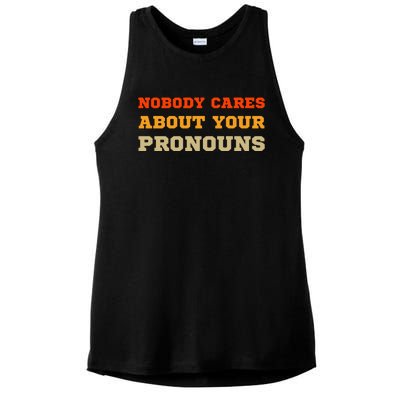 Nobody Cares About Your Pronouns Ladies PosiCharge Tri-Blend Wicking Tank