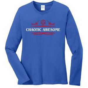 Nerdy Chaotic Awesome Alignt Polyhedral Gift Ladies Long Sleeve Shirt