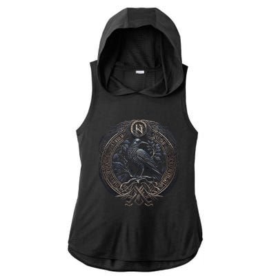 Norse Culture And Norsemen OdinS Raven Northman Valhalla Norse Mythology Ladies PosiCharge Tri-Blend Wicking Draft Hoodie Tank