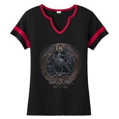 Norse Culture And Norsemen OdinS Raven Northman Valhalla Norse Mythology Ladies Halftime Notch Neck Tee