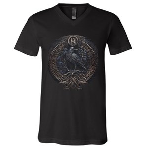 Norse Culture And Norsemen OdinS Raven Northman Valhalla Norse Mythology V-Neck T-Shirt