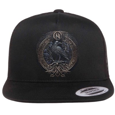 Norse Culture And Norsemen OdinS Raven Northman Valhalla Norse Mythology Flat Bill Trucker Hat