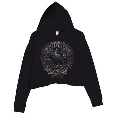 Norse Culture And Norsemen OdinS Raven Northman Valhalla Norse Mythology Crop Fleece Hoodie