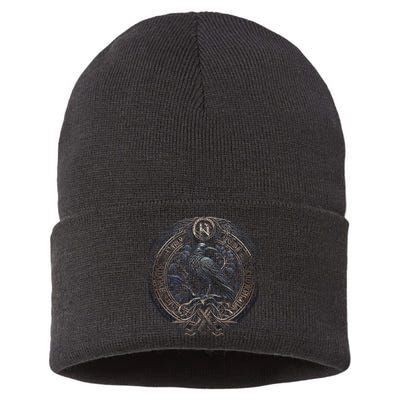 Norse Culture And Norsemen OdinS Raven Northman Valhalla Norse Mythology Sustainable Knit Beanie