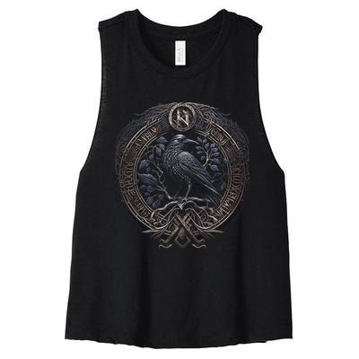 Norse Culture And Norsemen OdinS Raven Northman Valhalla Norse Mythology Women's Racerback Cropped Tank