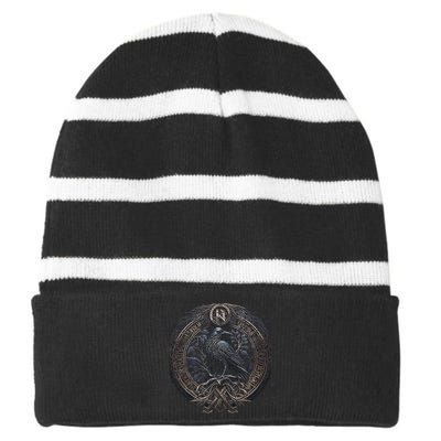 Norse Culture And Norsemen OdinS Raven Northman Valhalla Norse Mythology Striped Beanie with Solid Band