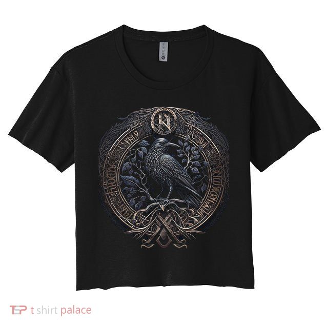 Norse Culture And Norsemen OdinS Raven Northman Valhalla Norse Mythology Women's Crop Top Tee