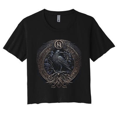 Norse Culture And Norsemen OdinS Raven Northman Valhalla Norse Mythology Women's Crop Top Tee