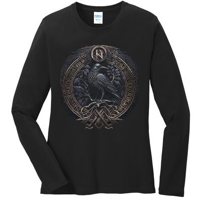 Norse Culture And Norsemen OdinS Raven Northman Valhalla Norse Mythology Ladies Long Sleeve Shirt