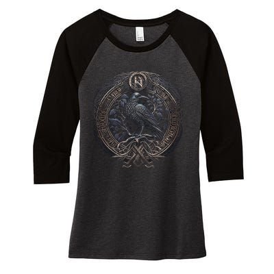 Norse Culture And Norsemen OdinS Raven Northman Valhalla Norse Mythology Women's Tri-Blend 3/4-Sleeve Raglan Shirt