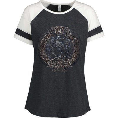 Norse Culture And Norsemen OdinS Raven Northman Valhalla Norse Mythology Enza Ladies Jersey Colorblock Tee