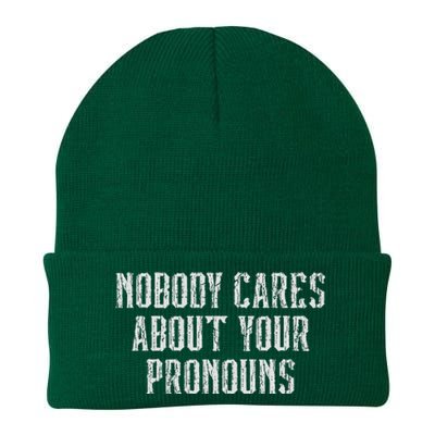 Nobody Cares About Your Pronouns Funny Vintage Knit Cap Winter Beanie