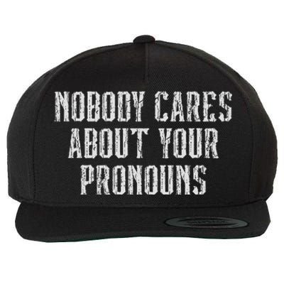 Nobody Cares About Your Pronouns Funny Vintage Wool Snapback Cap