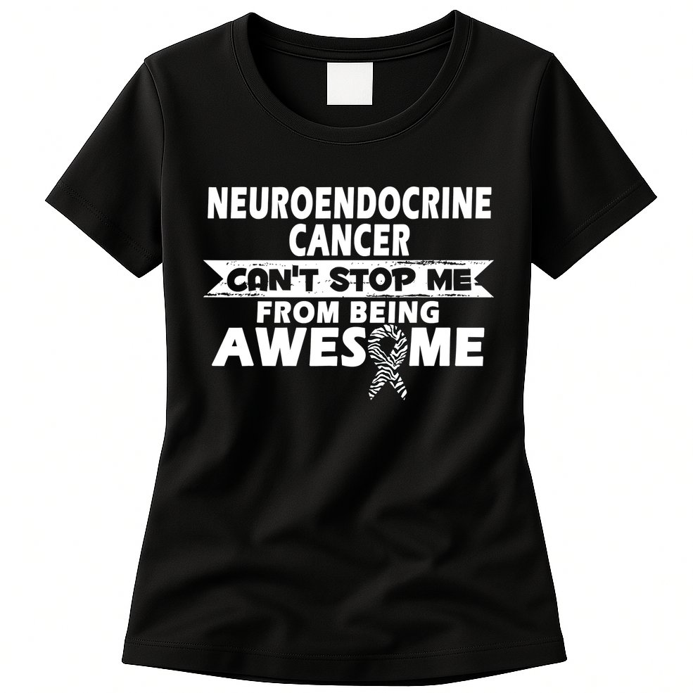Neuroendocrine Cancer Awareness With Zebra Ribbon Womens T-Shirt