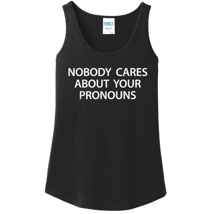 Nobody Cares About Your Pronouns Ladies Essential Tank