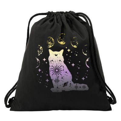 Nonbinary Cat Astronomy Non Binary Enby Lgbt  Drawstring Bag