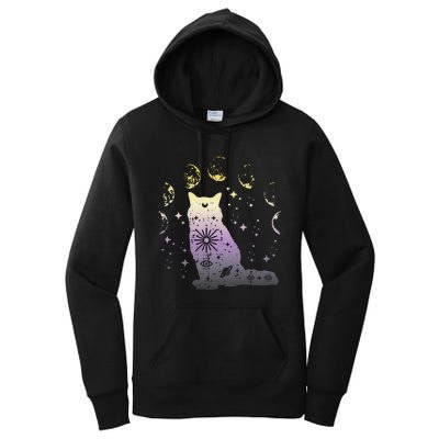 Nonbinary Cat Astronomy Non Binary Enby Lgbt  Women's Pullover Hoodie