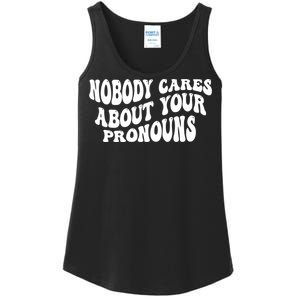 Nobody Cares About Your Pronouns Ladies Essential Tank